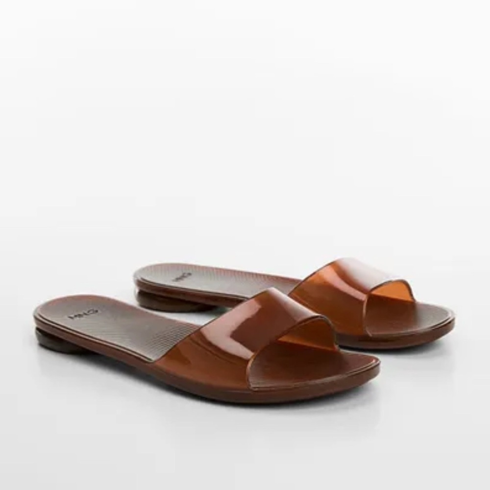 Brown Jelly Slide Sandals - Mango